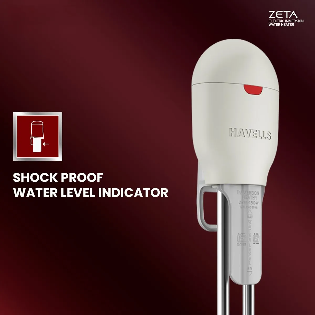 ZETA 1500W Shock Proof Immersion Water Heater Rod  Water Proof — image 3
