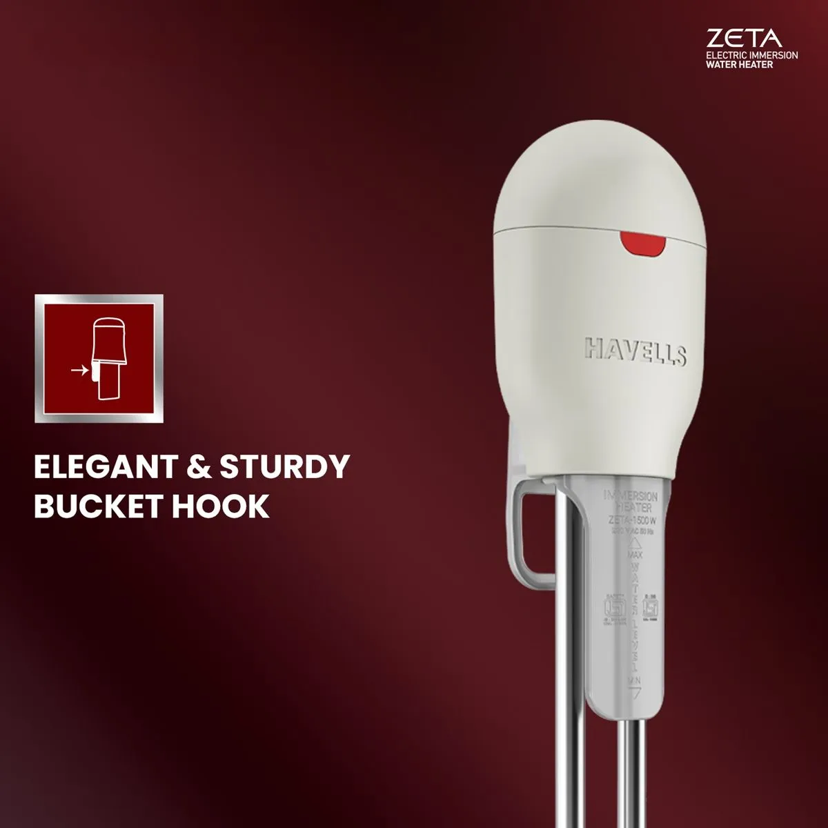 ZETA 1500W Shock Proof Immersion Water Heater Rod  Water Proof — image 6