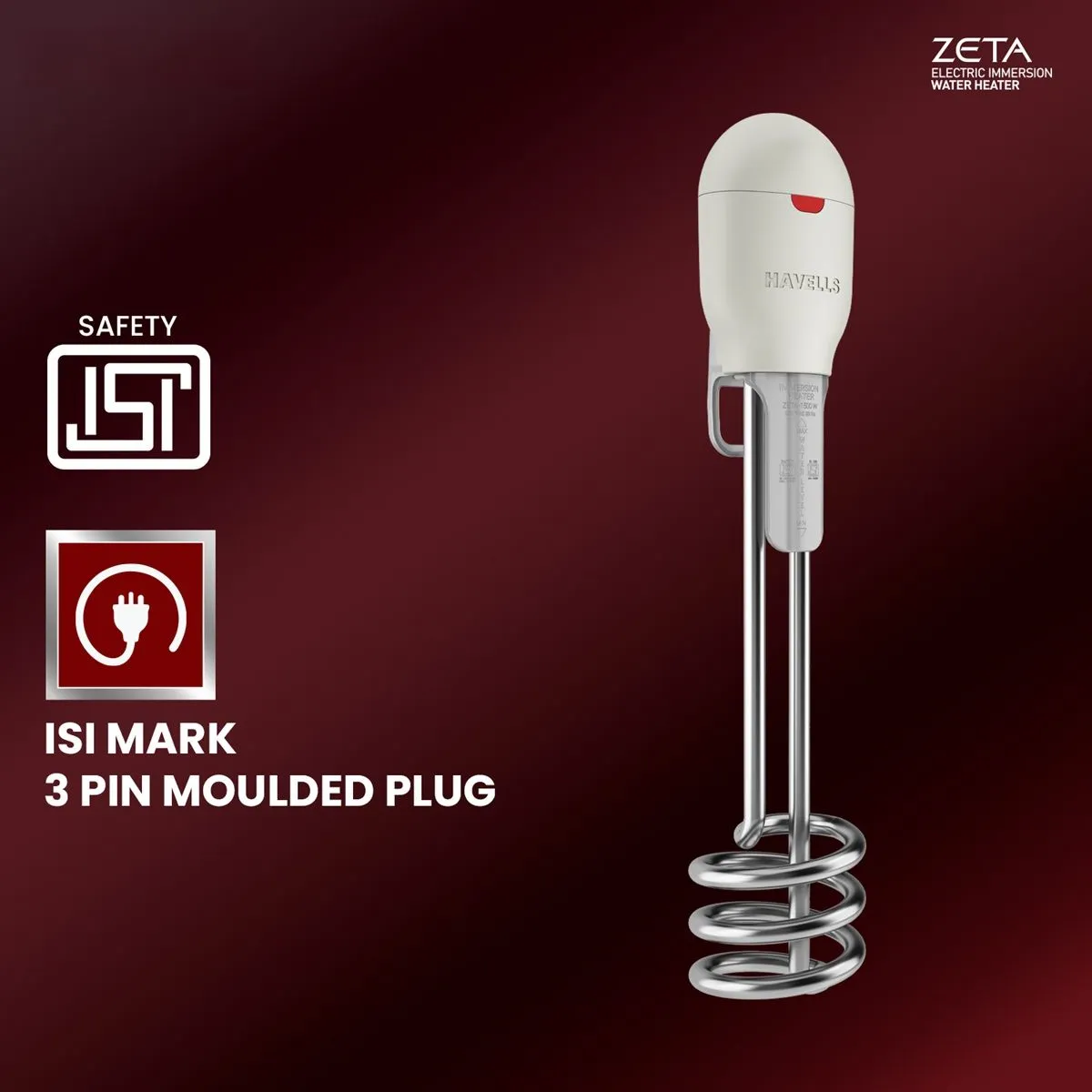 ZETA 1500W Shock Proof Immersion Water Heater Rod  Water Proof — image 7